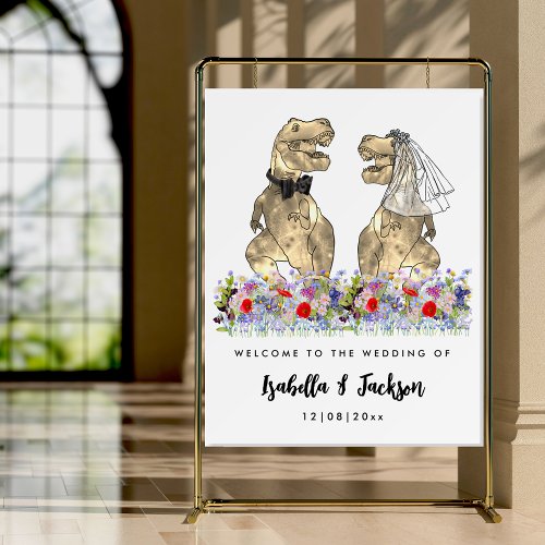 T_Rex Bride and Groom Dinosaur Wedding Welcome Foam Board