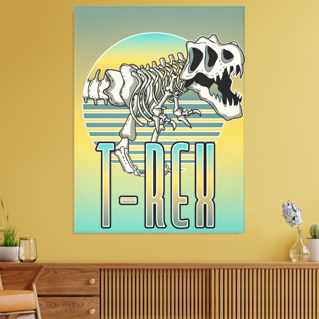 T-REX cartoon logo Canvas Print (Insitu(LivingRoom))