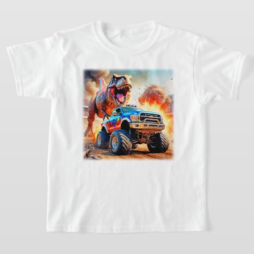 T_Rex Chasing a Monster Truck T_Shirt