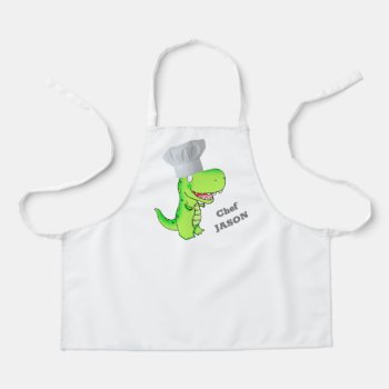 T-rex Chef Add Your Name Apron by sallylux at Zazzle