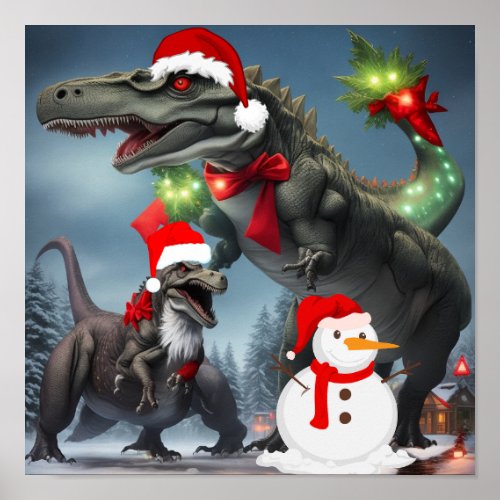 T_Rex Christmas Poster