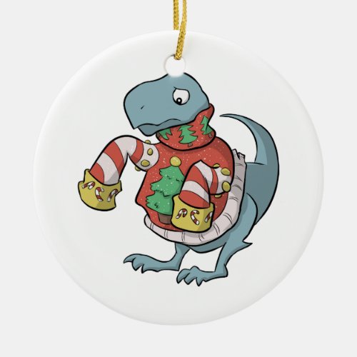 T Rex Christmas Sweater Ornament