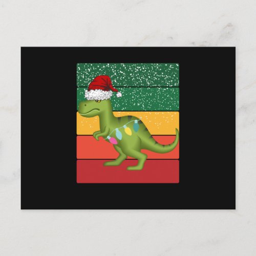t_rex christmas tree postcard