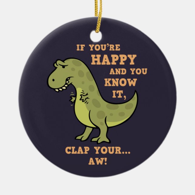 T-Rex Clap II Ceramic Ornament (Front)