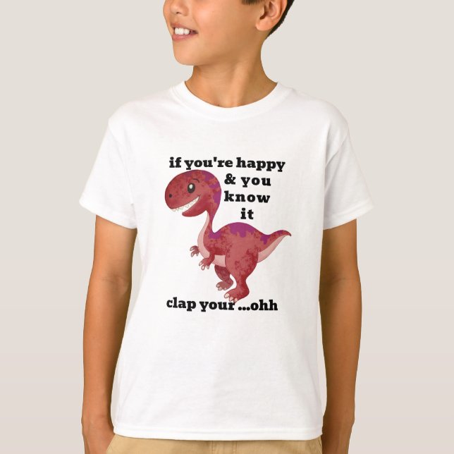 T-Rex Clap Your Hands Humor Funny T-shirt Design (Front)