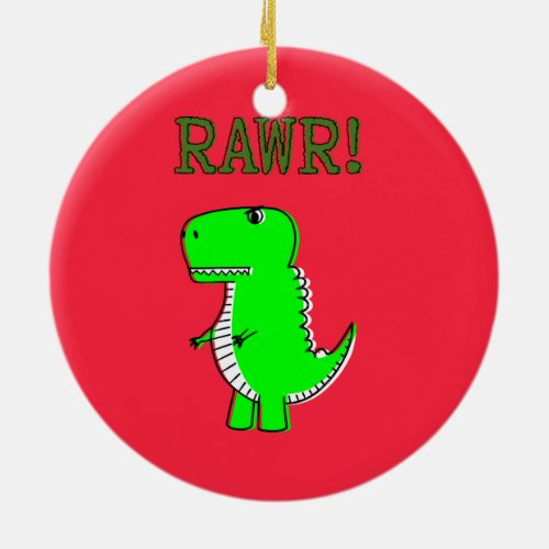 T Rex Cute Dino Red Christmas Ceramic Ornament