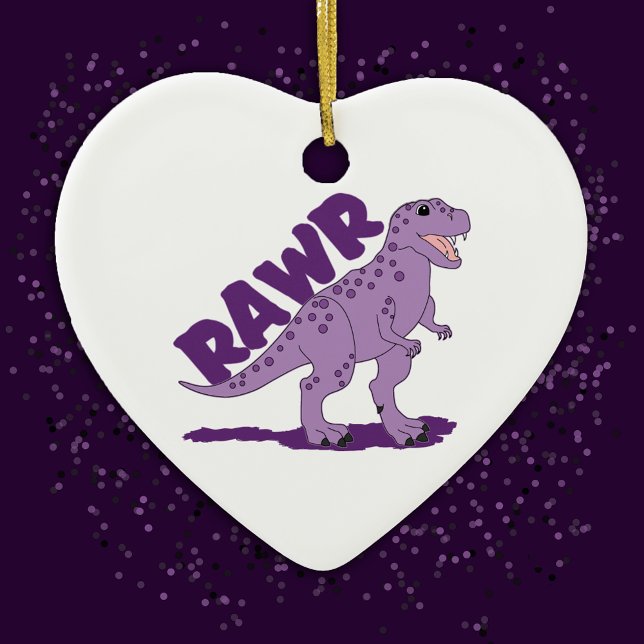 T-Rex Cute Tyrannosaurus Purple Spotted Dinosaur Ceramic Ornament (Creator Uploaded)
