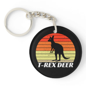 T-Rex Deer Tyrannosaurus Kangaroo - Retro Sunset Keychain