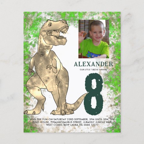 T Rex Dino Jungle Birthday Party Photo Budget Flyer