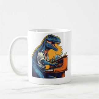 T Rex Dino Piano Music Playing Dinosaur Pianist Coffee Mug
