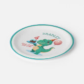 T Rex Dinosaur 4th Birthday Party Paper Plates (Angled)