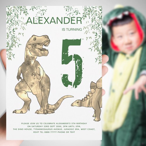T_Rex Dinosaur 6th Birthday Party Invitation