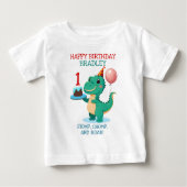 T Rex Dinosaur Add Age Happy Birthday Party Baby T-Shirt (Front)