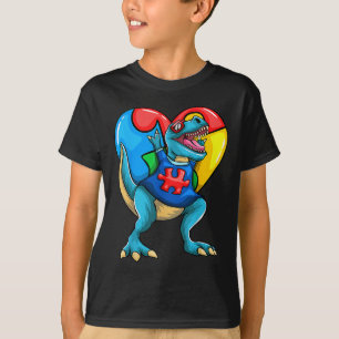 T Rex Dinosaur Autism awareness Boys Girls Kids T-Shirt