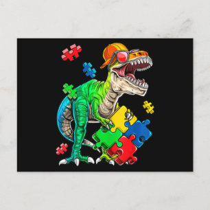 T Rex Dinosaur Autism Awareness Puzzle Piece Gifts Postcard