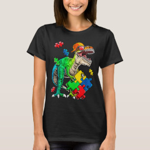 T Rex Dinosaur Autism Awareness Puzzle Piece Gifts T-Shirt