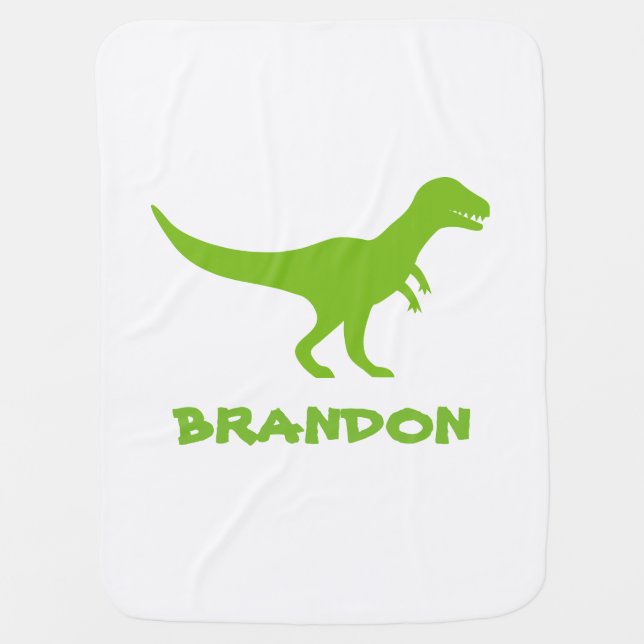 T-Rex dinosaur baby blanket with custom kids name (Front)