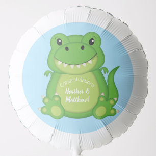 T-Rex Dinosaur Baby Shower Blue Balloon