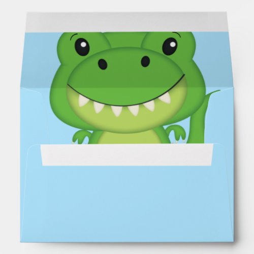 T_Rex Dinosaur Baby Shower Blue Envelope