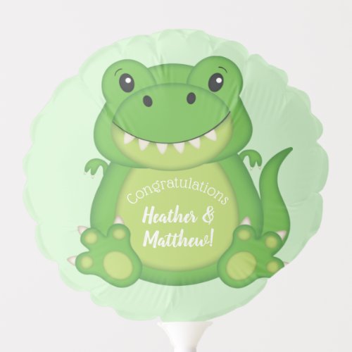 T_Rex Dinosaur Baby Shower Green Balloon