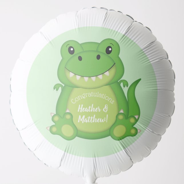 T-Rex Dinosaur Baby Shower Green Balloon (Front)