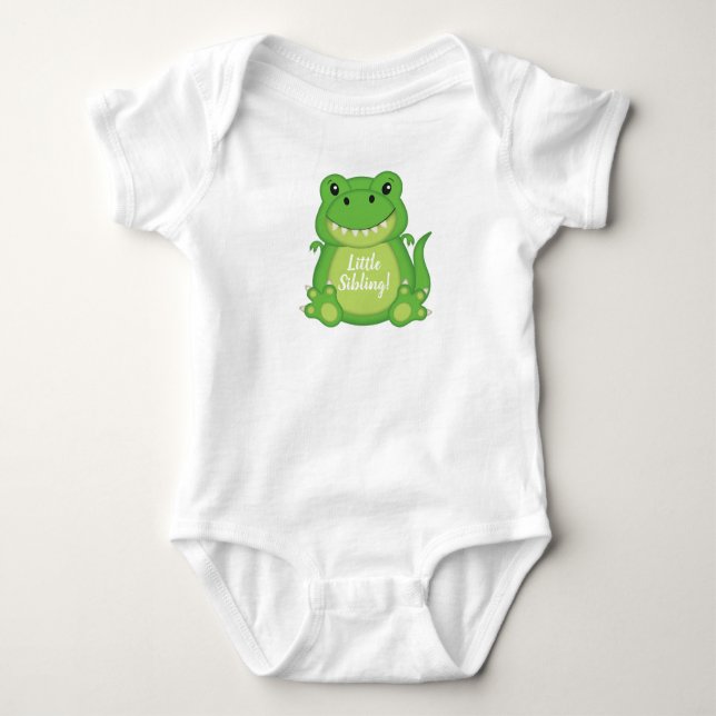 T-Rex Dinosaur Baby Shower Green Bodysuit (Front)