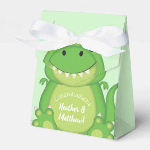 T_Rex Dinosaur Baby Shower Green Favor Boxes