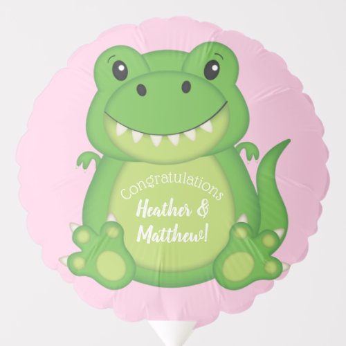 T_Rex Dinosaur Baby Shower Pink Balloon