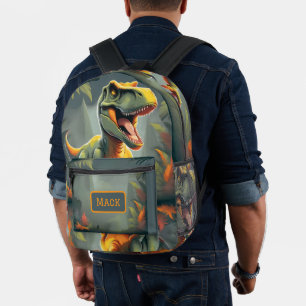 T-Rex Dinosaur Backpack Gray and Orange