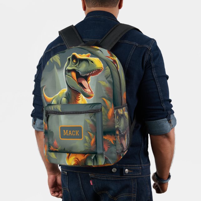 T-Rex Dinosaur Backpack Gray and Orange (Insitu (Model))