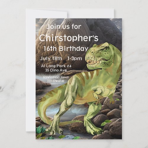 T_Rex Dinosaur Birthday  Invitation