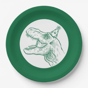 T-rex Dinosaur Birthday  Paper Plates by Charmworthy at Zazzle