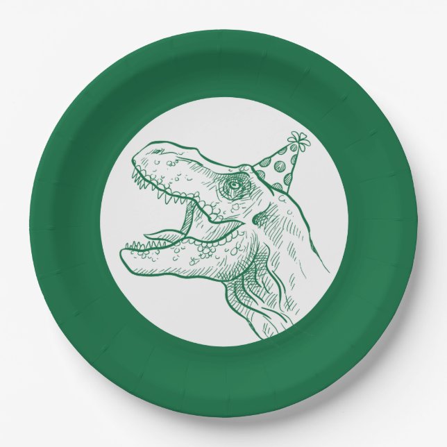 T-Rex Dinosaur Birthday  Paper Plates (Front)