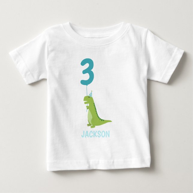 T-Rex Dinosaur Birthday Party Baby T-Shirt (Front)
