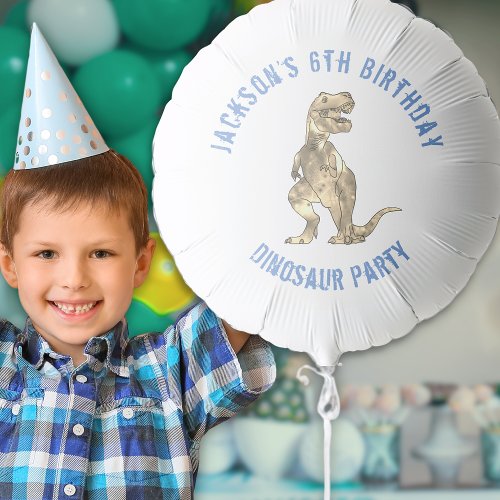 T_Rex Dinosaur Birthday Party Blue Balloon