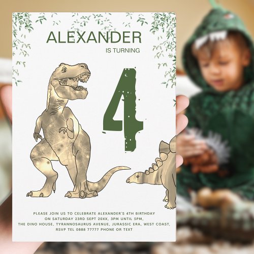 T_Rex Dinosaur Birthday Party Budget Invitation Postcard