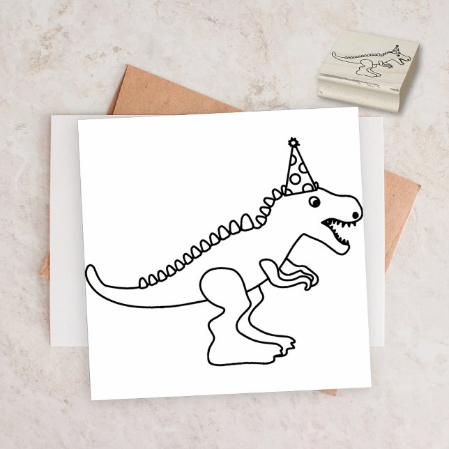 T-Rex Dinosaur Birthday Party Favor Rubber Stamp (Creator Uploaded)