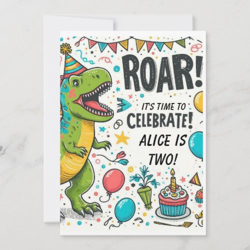 T_Rex Dinosaur Birthday Party Invitation