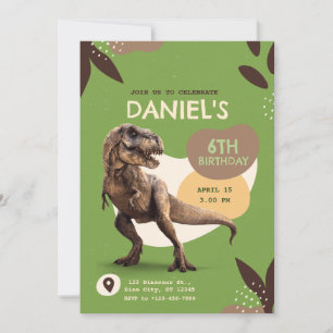 T-Rex Dinosaur Birthday Party Invitation