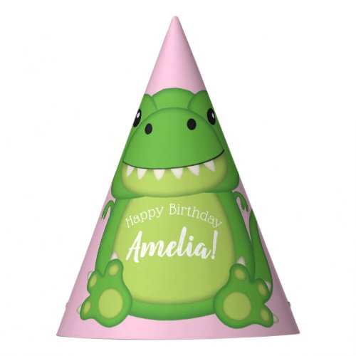 T_Rex Dinosaur Birthday Party Pink Party Hat