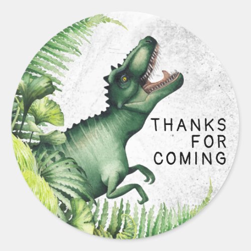 T_Rex Dinosaur Birthday Party Thank You Classic Round Sticker