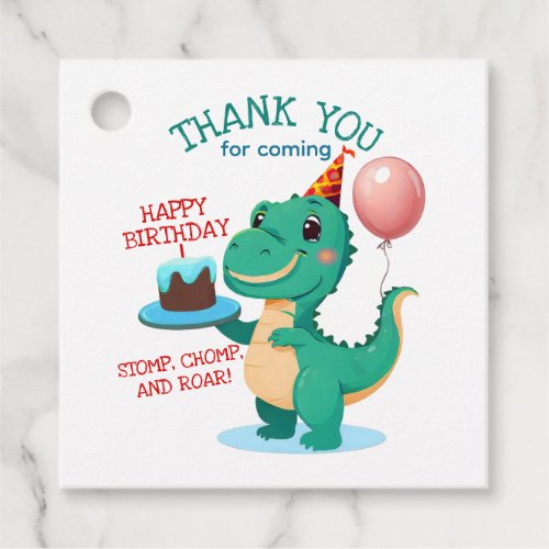 T Rex Dinosaur Birthday Party Thank You Favor Tags