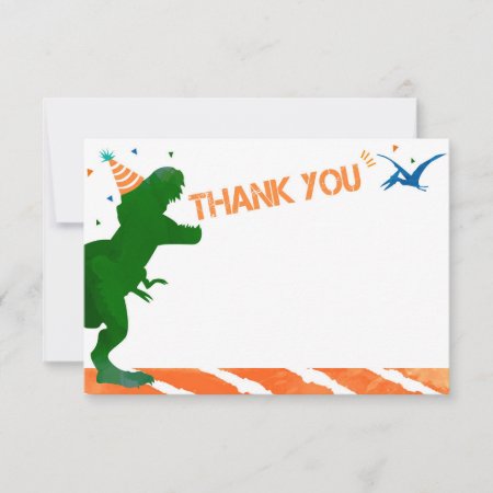 T Rex Dinosaur Birthday Thank You Note Cards