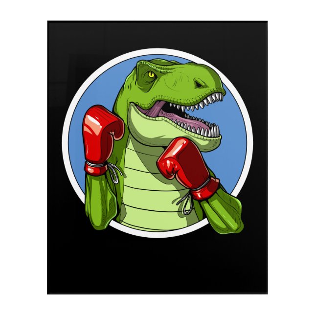 T-Rex Dinosaur Boxing Acrylic Print (Front)