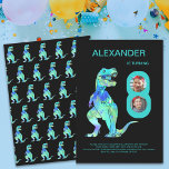 T-Rex Dinosaur Boys 8th Birthday Party Photo Invitation<br><div class="desc">Celebrate your dinosaur lover’s big 8th birthday with this vibrant, roar-some dinosaur 8th birthday party invitation. Featuring a colorful, eye-catching sarcy roaring T-Rex illustration in bright, bold colors, this invitation is the perfect way to set the stage for an exciting celebration. Designed by artist Catherine Sweetman, the playful design also...</div>