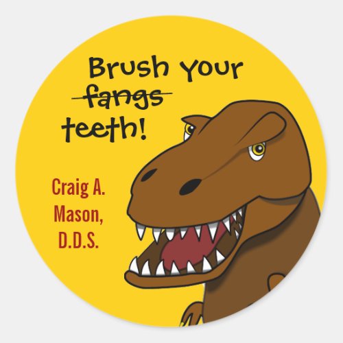 T_rex Dinosaur Brush Your Teeth Dentist Sticker