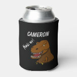 T-rex Dinosaur Can Cooler Personalized Name Kids at Zazzle