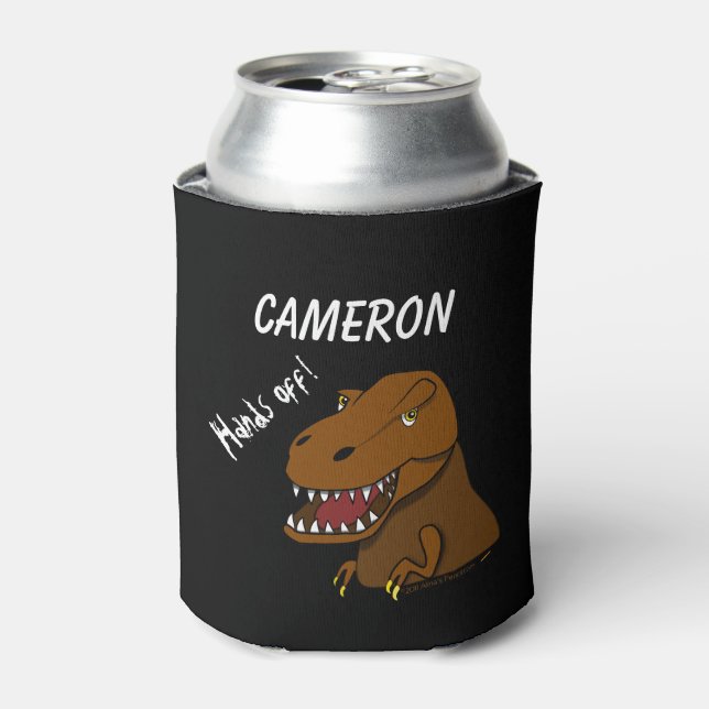 T-rex Dinosaur Can Cooler Personalized Name Kids (Can Front)