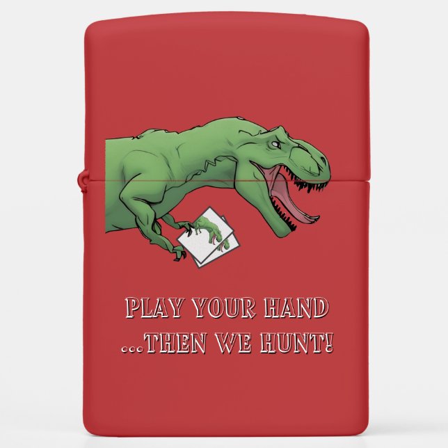 T-Rex Dinosaur Card Game Poker Playing Cards Zippo Lighter (Front)