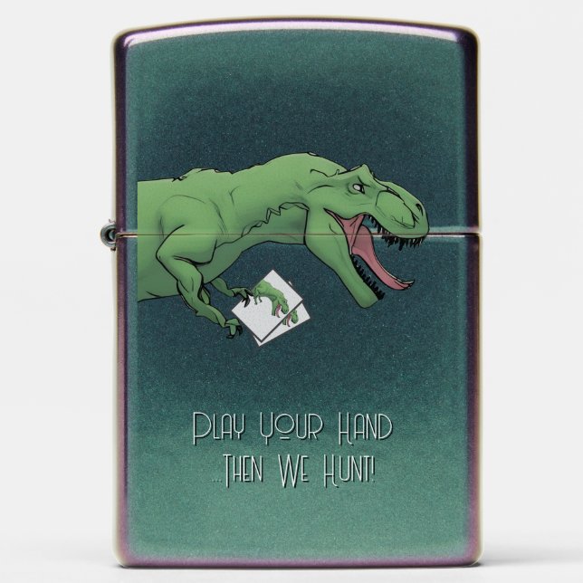 T-Rex Dinosaur Card Game Poker Playing Cards Zippo Lighter (Front)